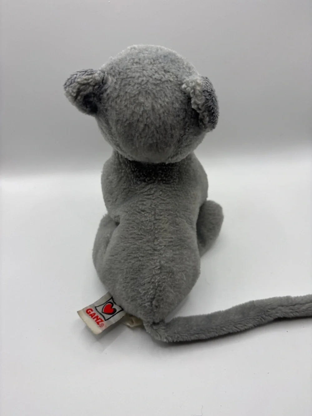 GANZ Gray Plush Cat Toy with Black Whiskers and Eyes